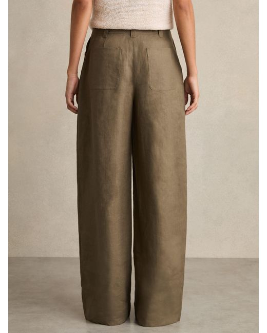 Reiss Natural Linen Wide Leg Trousers