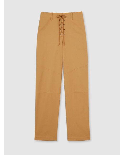 Reiss Natural Clement - Tan Lace-up Tapered Trousers, Us 4 R