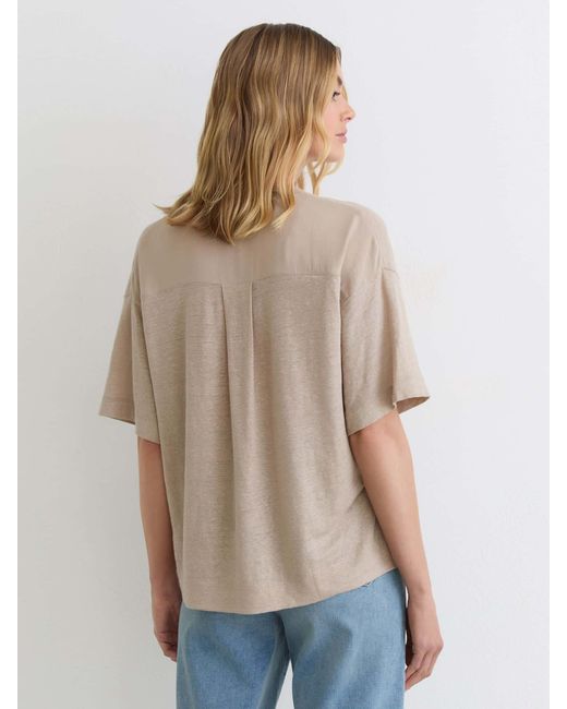 Reiss Blue Linen V-Neck T-Shirt