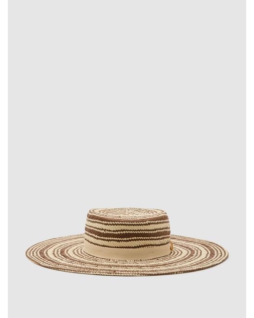 Reiss White Tatiana - Natural Straw-effect Striped Sun Hat, S-m (us 4-10)