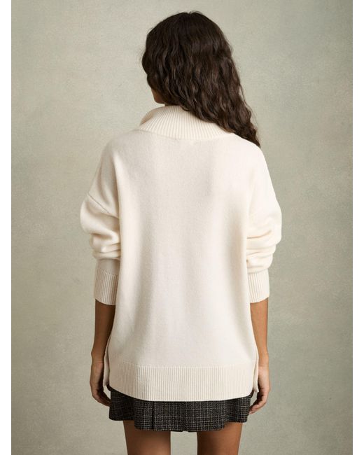 Reiss Natural Wool-Cashmere Button-Neck Jumper