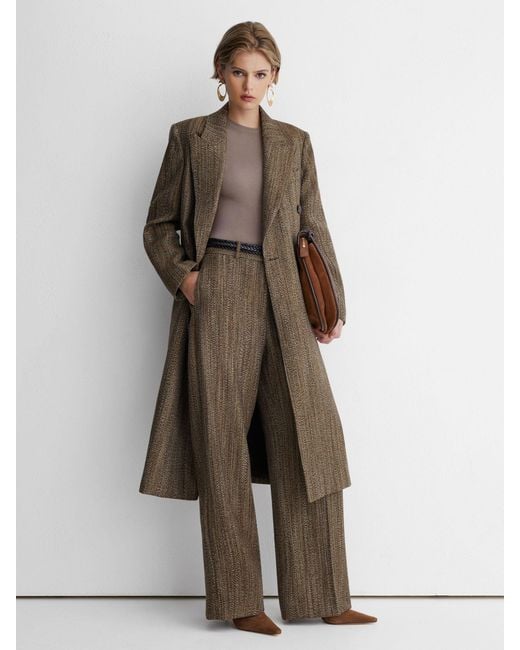 ATELIER Black Wool-Blend Textured Wide-Leg Trousers