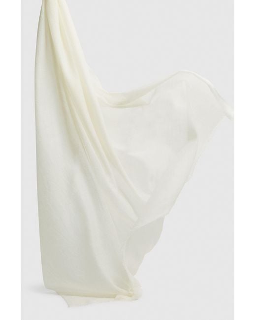 Reiss Heidi - Off White Wool-cashmere Lightweight Scarf, One