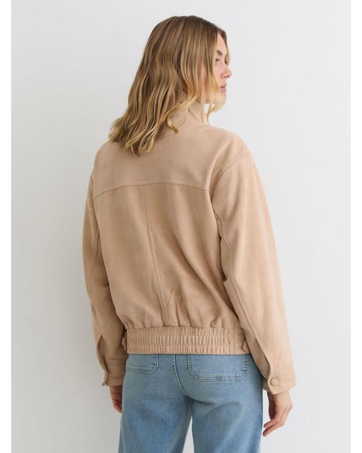 Reiss White Petra - Neutral Petite Suede Oversized Jacket, Us 6