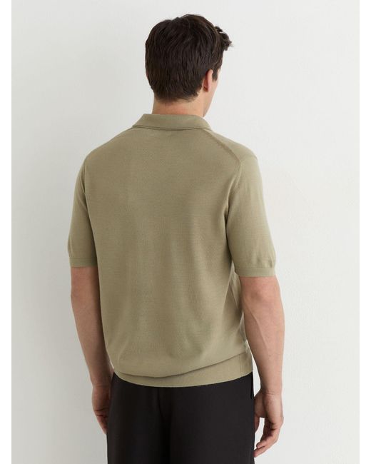 Reiss Natural Merino Wool Open-Collar Polo Shirt for men