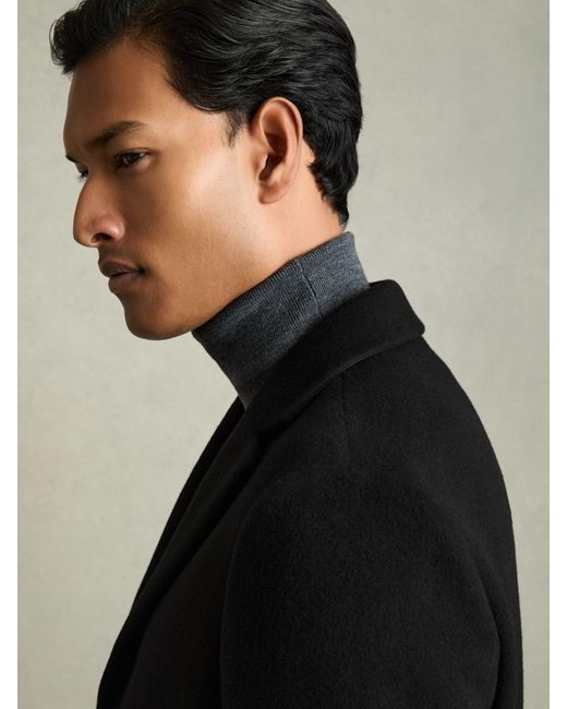 Reiss Blue Gable - Black Single Breasted Overcoat, M for men