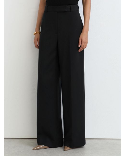 Reiss Black Petite Wide-Leg Suit Trousers