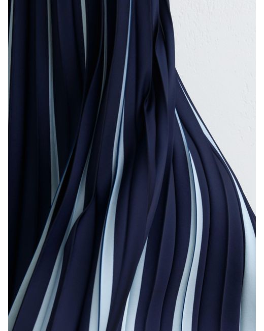 Reiss Serena - Navy/pale Blue Contrast Pleated Midi Skirt, Us 8