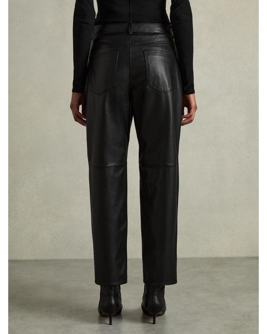 Reiss Black Leather Slim-leg Pants