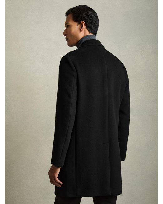 Reiss Blue Gable - Black Single Breasted Overcoat, M for men