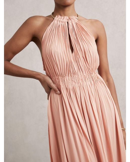 Reiss White Vinnie Ring-Detail Halterneck Maxi Dress