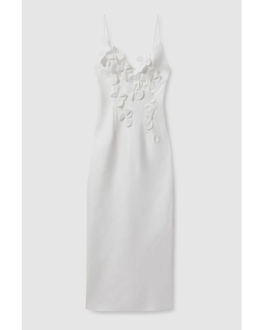 Acler White Ruffle Midi Dress