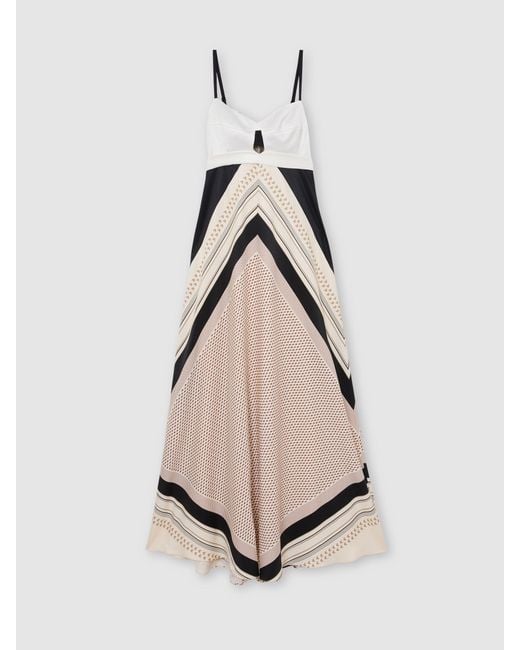 Reiss Natural Myra Scarf-Print Tie-Back Maxi Dress