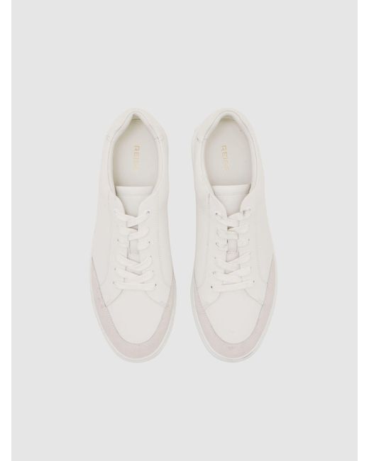 Reiss Natural Bonded-Leather Low-Top Trainers for men