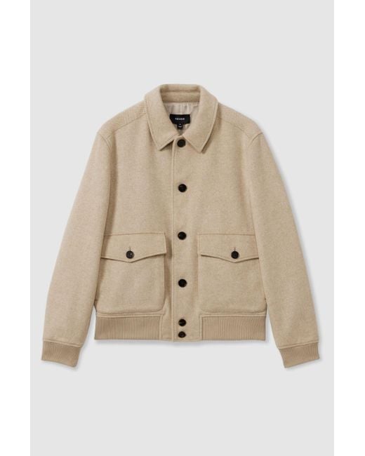 Reiss Natural Bak - Oatmeal Herringbone Wool Blend Herringbone Jacket, M for men