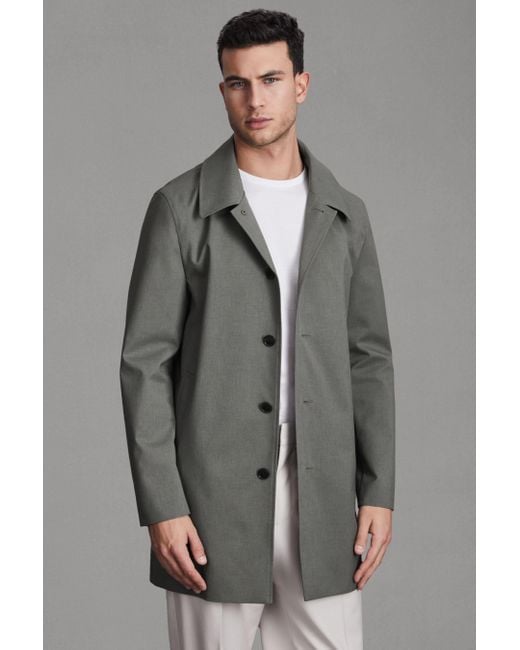 Reiss Gray Perrin - Green Jacket With Removable Funnel-neck Insert for men