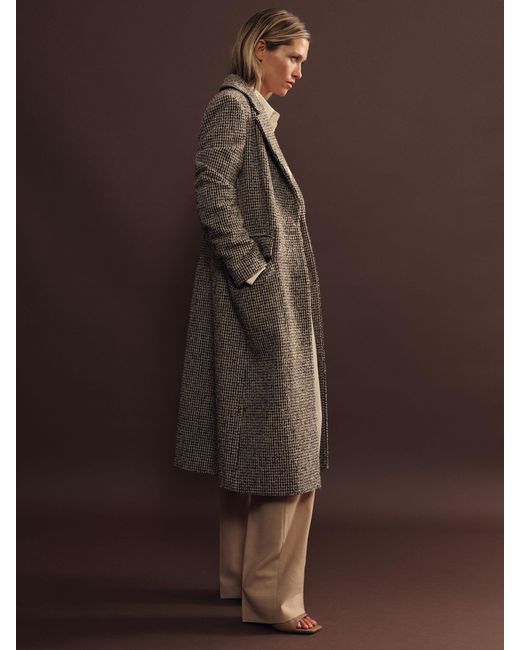 Reiss Brown Kai Coat Houndstooth Check