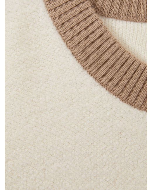 Reiss Natural Beth & Camel Wool Colourblock Crew Neck Jumper