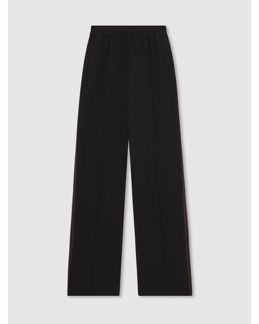 Reiss White Petite Side-Stripe Wide-Leg Trousers