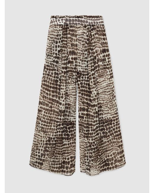 ATELIER Gray Animal-Print Wide-Leg Trousers