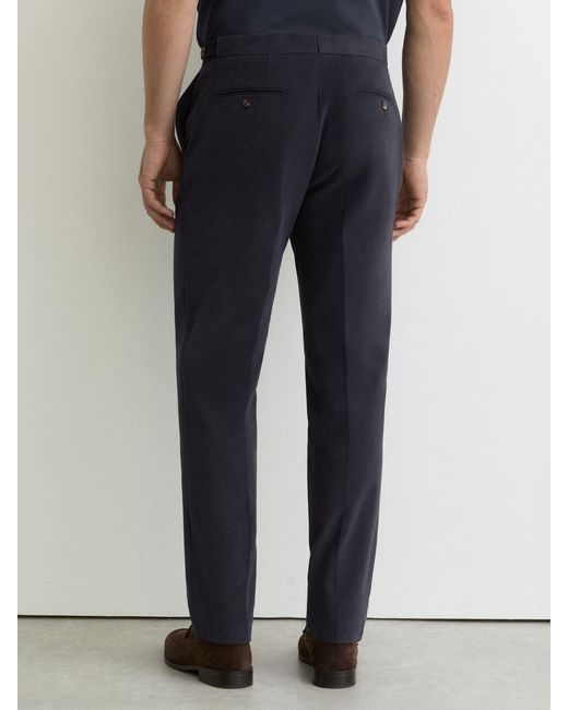 Reiss Blue Brushed Twill Tailored-Fit Trousers for men
