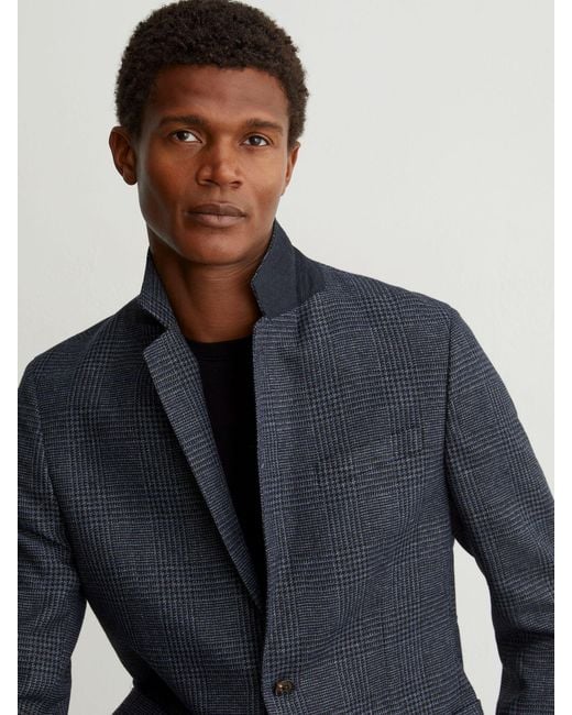 Reiss Blue Check Single-Breasted Blazer With Gilet Insert Tailored-Fit for men