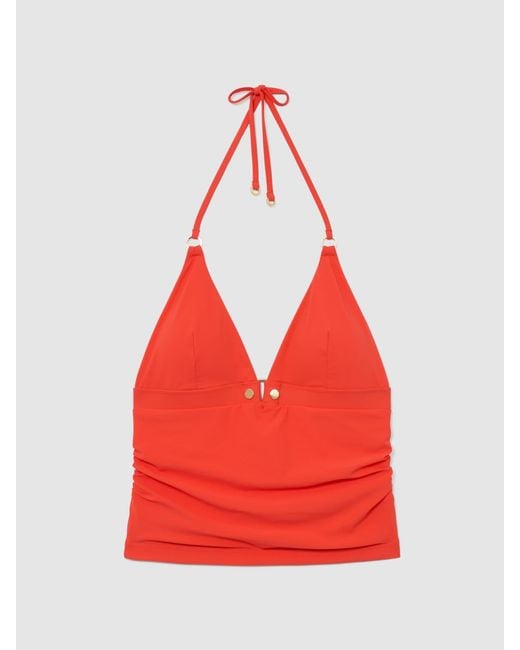 Reiss Red Halterneck Triangle Tankini Bikini