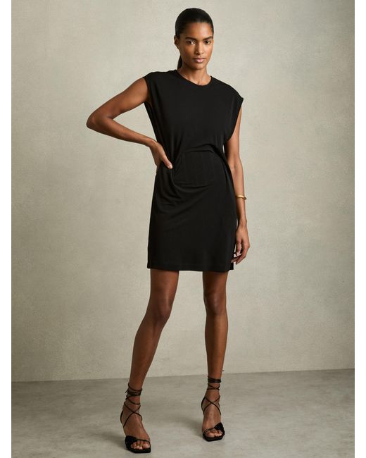 Reiss Black Corset Jersey Mini Dress