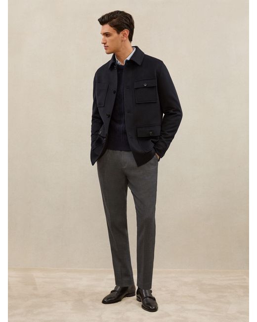 Reiss Blue Atelier Cashmere Field Jacket for men