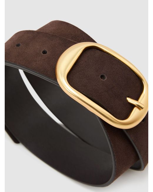 Reiss Brown Athena - Chocolate Suede Oval-buckle Belt, Xs (us 2)