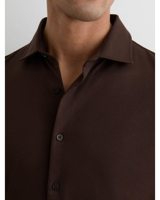 Reiss Duke - Brown Air-water Cotton Slim-fit Shirt, Xl for men