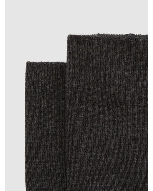 Reiss Black Charlie - Charcoal Wool-cotton Fine-rib Socks, Us 2 - 4