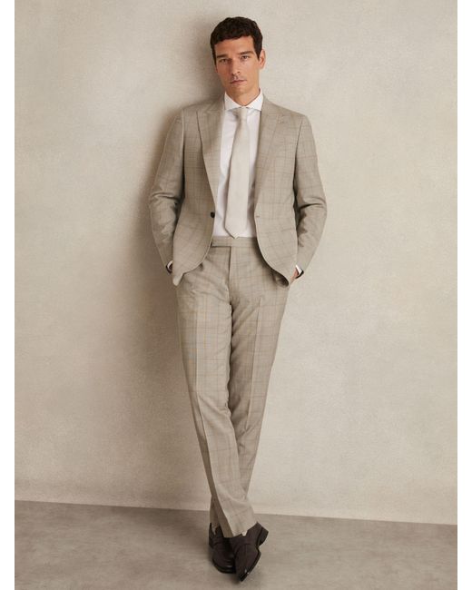 Reiss Multicolor Wool Single-Breasted Check Suit Blazer Classic-Fit for men