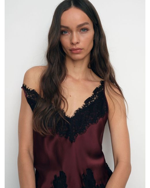 Reiss Blue Silk Lace-Trim Cami Top