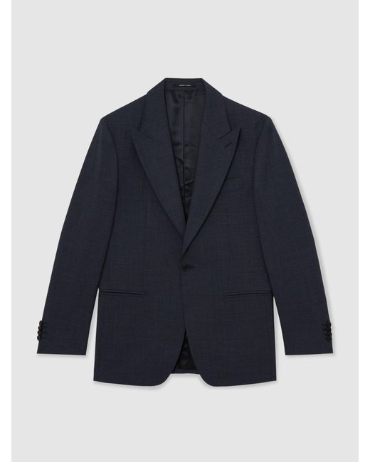 Reiss Black Fibre Airforce Tailored Fit Virgin Wool Textured Single-Breasted Blazer, Dark for men