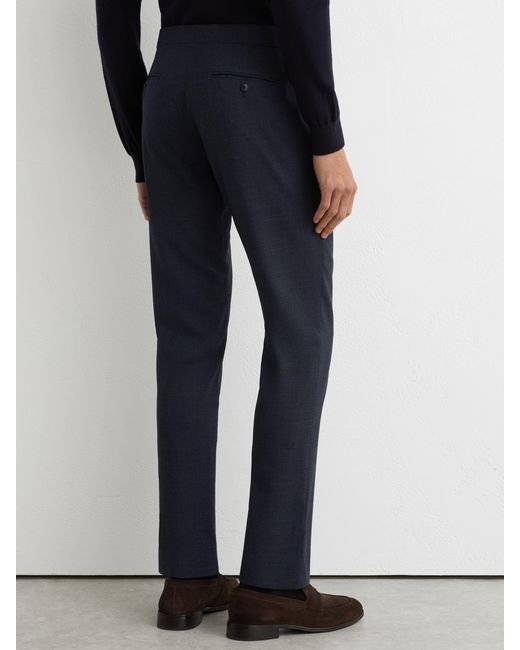 Reiss Fibre - Airforce Blue Tailored Fit Virgin Wool Textured Tailored-fit Trousers, 32w X 31l (uk 32 R) for men