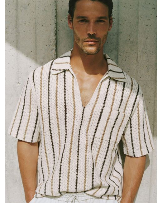 Reiss Multicolor Crochet Stripe Overhead Shirt for men