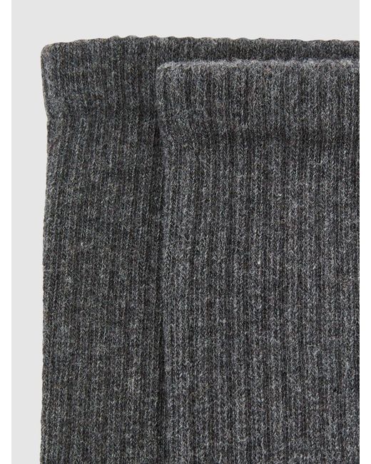 Reiss Gray Maxim Cotton-Blend Ribbed Socks, S & M for men