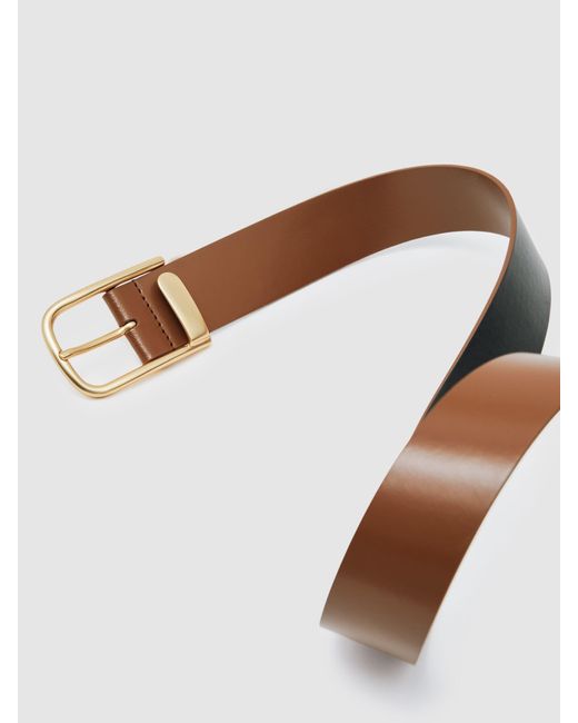 Reiss Brown Iyla - Tan Leather Half Keeper Belt, Medium (us 8-10)