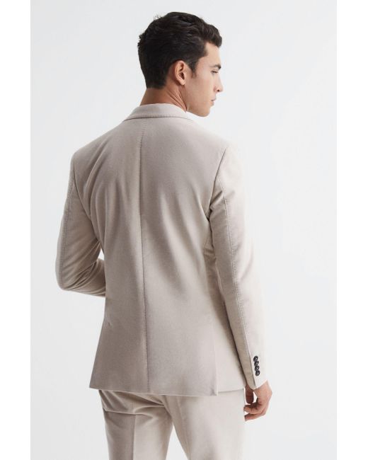 Reiss Multicolor Spark - Stone Single Breasted Slim Fit Moleskin Blazer, 42r for men