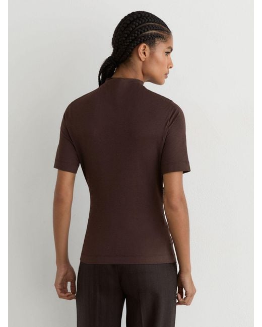 Reiss Multicolor Cotton-Blend High-Neck Draped Top