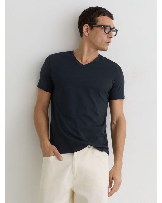 Reiss White Cotton V-Neck Tailored-Fit T-Shirt for men