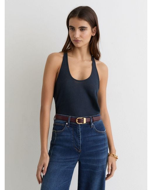 Reiss Blue Linen Racer-Back Vest