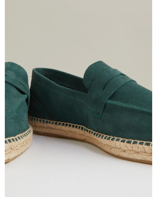 Reiss Green Cannes - Light Teal Suede Penny-strap Espadrilles, Us 12 (uk 11) for men