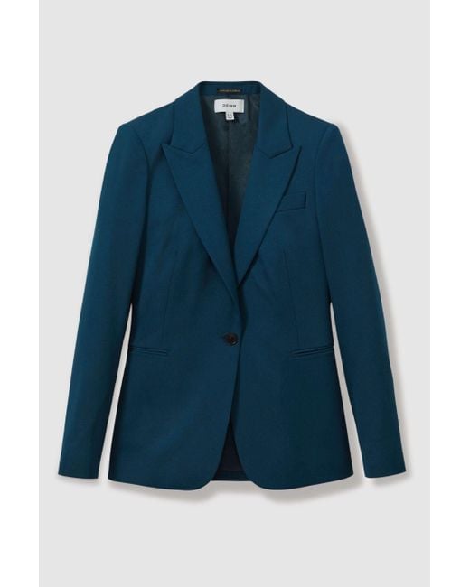 Reiss Blue Jade - Teal Petite Tailored Single Breasted Suit Blazer, Us 4