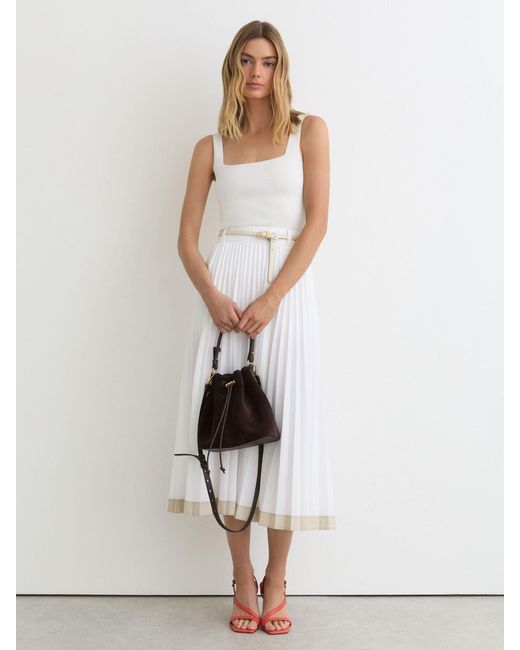 Reiss White Square-Neck Compact-Knit Vest