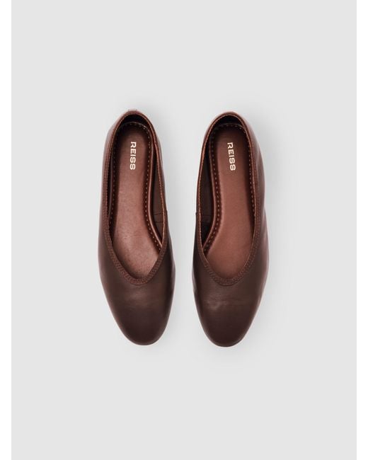 Reiss White Nappa Leather Ballet Flats