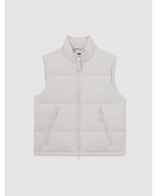 Reiss Black Quilted Zip-Through Puffer Gilet for men