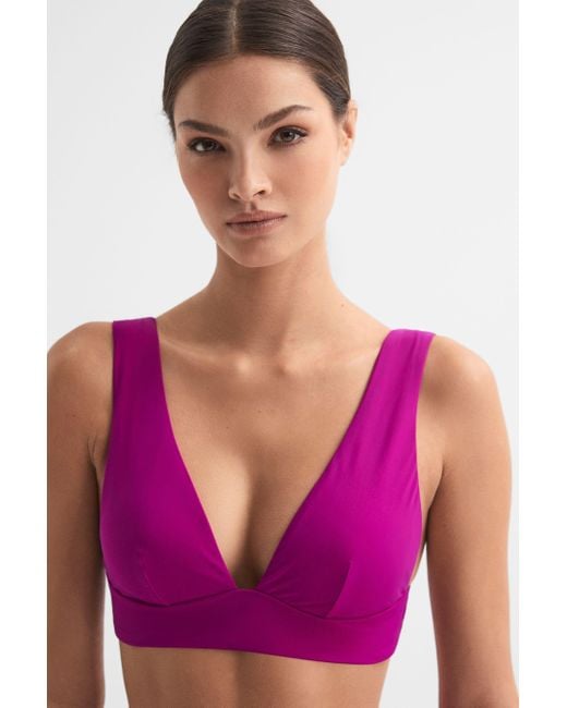 Reiss Purple Tara - Magenta Italian Fabric Bikini Top