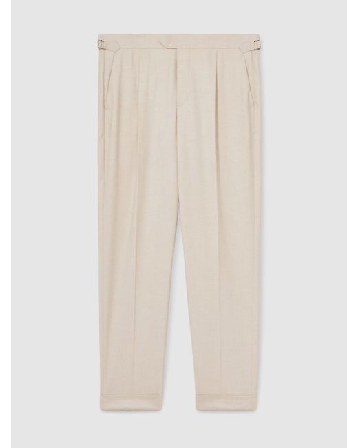 Reiss Natural Elite - Ecru Tapered Turn-up Trousers, 34 for men